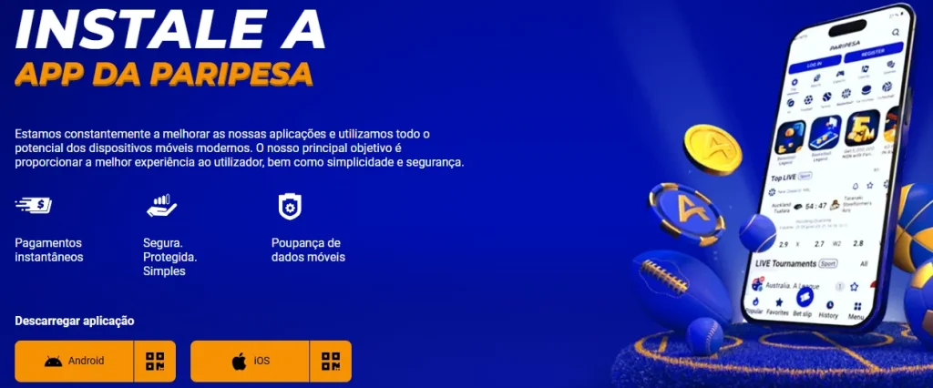 Aplicação PariPesa para Android e iOS